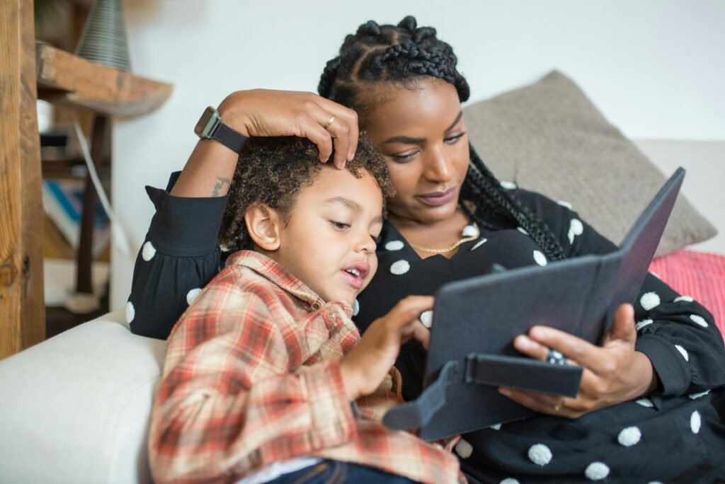 Parental control qatar, family using tablets safely in Doha